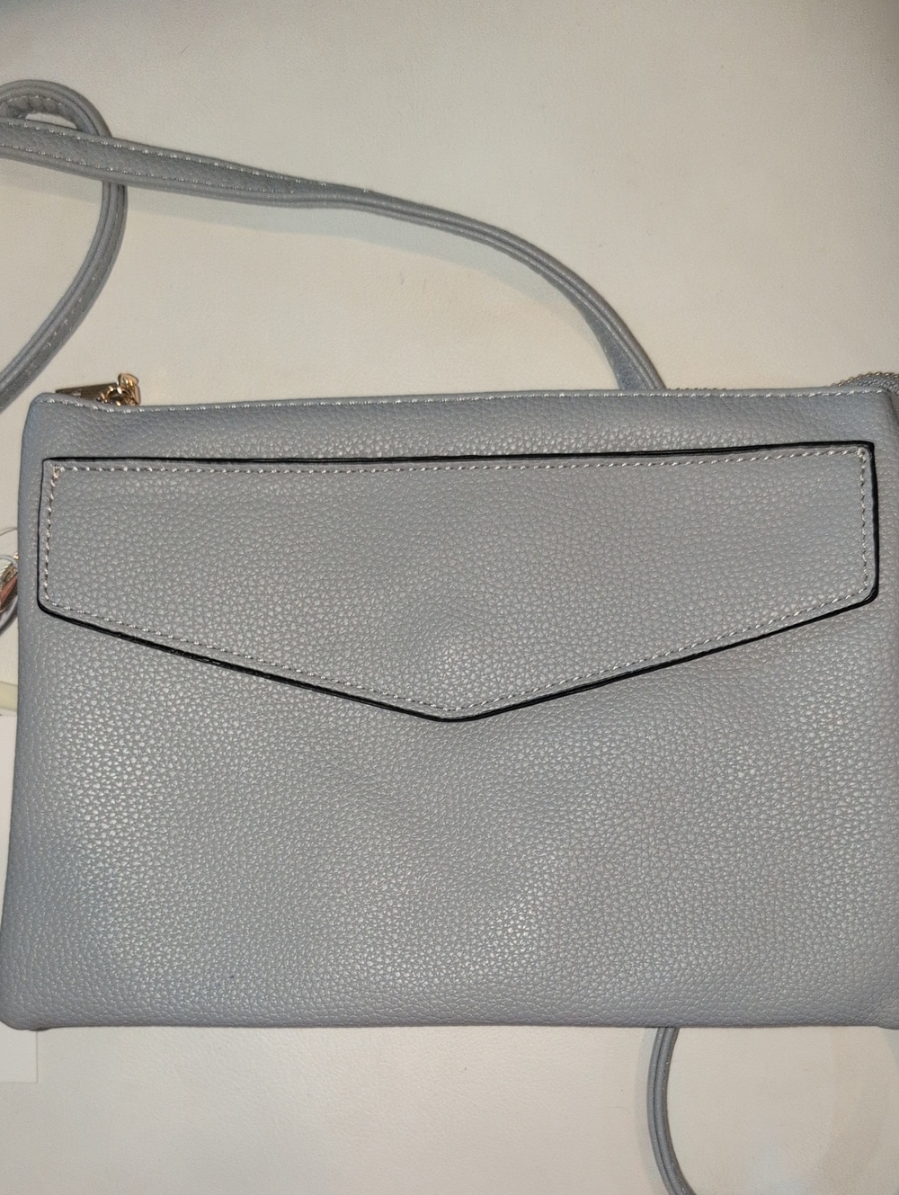 Vegan Leather Crossbody Bag in Light Gray With Removable Wristlet